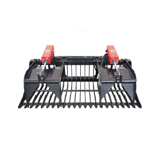 Heavy-Duty 72-Inch Rock Grapple Bucket Skid Steer Attachment with Quick Attach