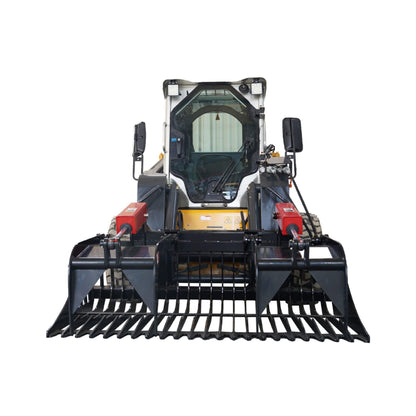 Heavy-Duty 72-Inch Rock Grapple Bucket Skid Steer Attachment with Quick Attach