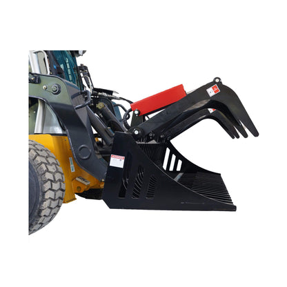 Heavy-Duty 72-Inch Rock Grapple Bucket Skid Steer Attachment with Quick Attach