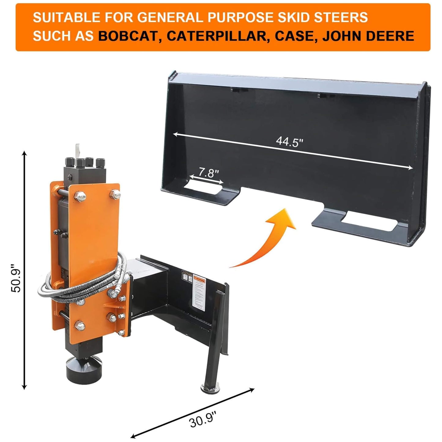 Heavy-Duty 750 FT-LB Hydraulic Skid Steer Pile Hammer Attachment
