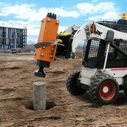 Heavy-Duty 750 FT-LB Hydraulic Skid Steer Pile Hammer Attachment