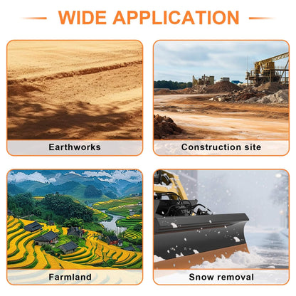 Heavy-Duty 84-Inch 6-Way Skid Steer Dozer Blade Attachment
