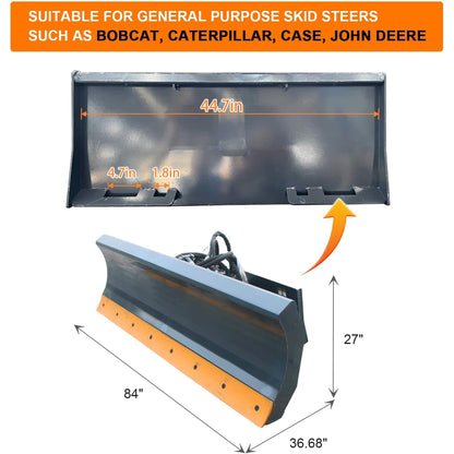Heavy-Duty 84-Inch 6-Way Skid Steer Dozer Blade Attachment