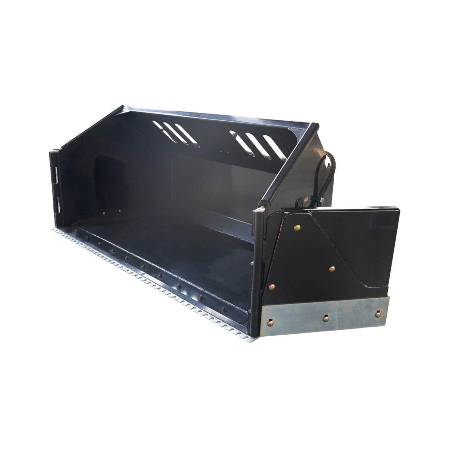Heavy-Duty 89-Inch Snow Bucket Skid Steer Attachment with Swing Doors
