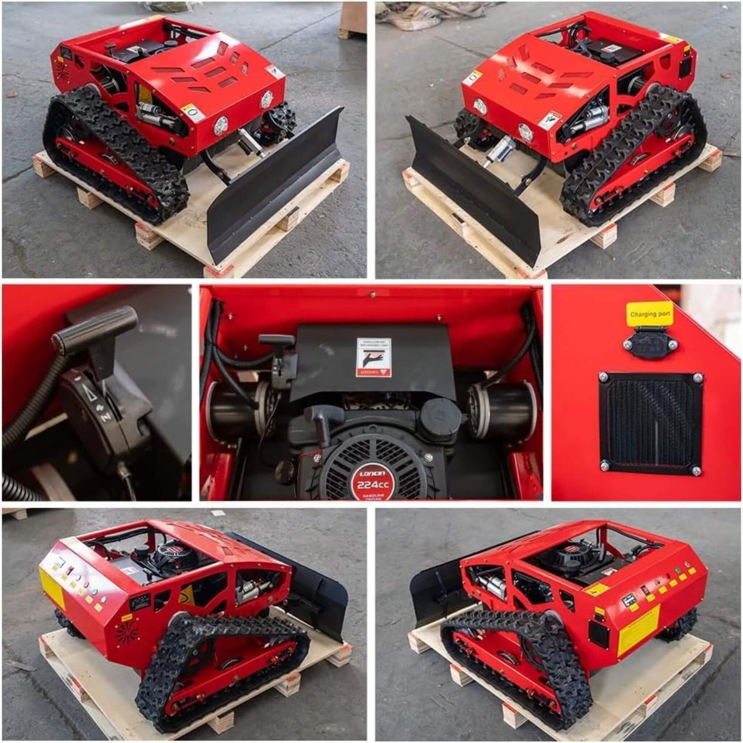 Heavy-Duty 9HP Commercial Remote-Controlled Oil-Electric Hybrid Track Drive with Plow