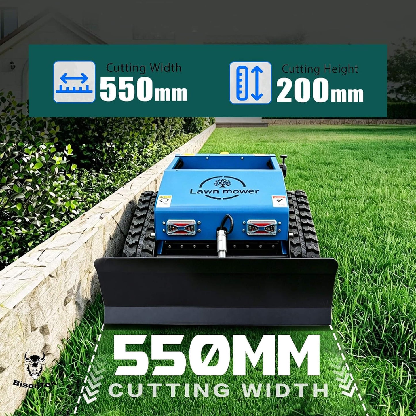 Heavy-Duty 9HP Remote-Controlled Track Gas Lawn Mower with Snow Plow