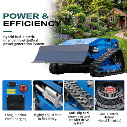 Heavy-Duty 9HP Remote-Controlled Track Gas Lawn Mower with Snow Plow
