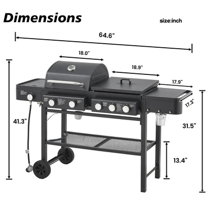 Castelle Flame Heavy-Duty All-In-One Outdoor 5-Burner 56K BTU LP Grill