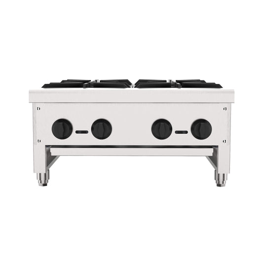 Heavy-Duty Commercial 112K BTU 4-Burner Stainless Steel Gas Stove Hot Plate
