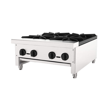 Heavy-Duty Commercial 112K BTU 4-Burner Stainless Steel Gas Stove Hot Plate