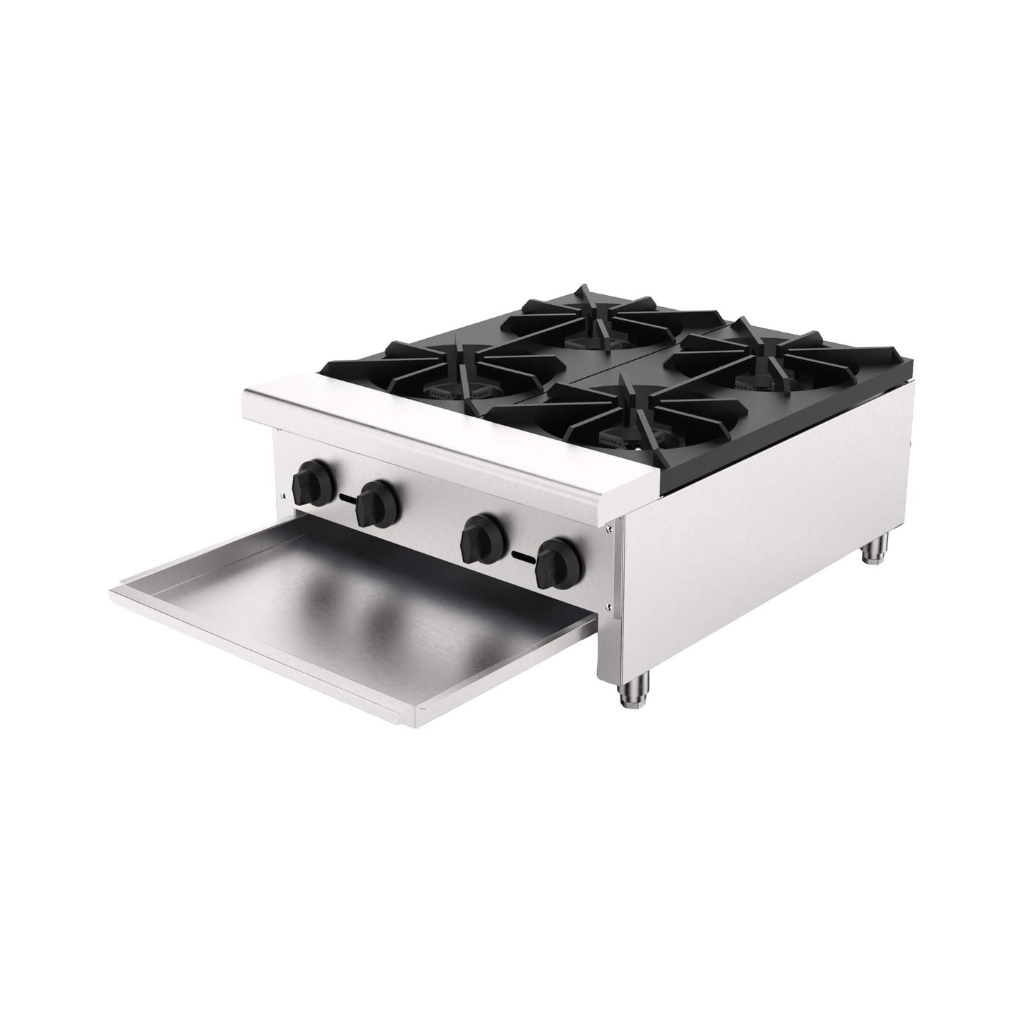 Heavy-Duty Commercial 112K BTU 4-Burner Stainless Steel Gas Stove Hot Plate