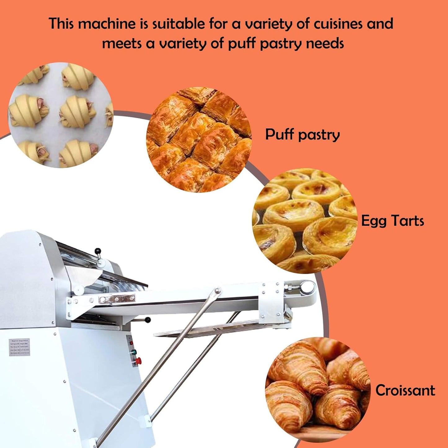 Heavy-Duty Commercial 220V Electric Dough Sheeter Machine with Adjustable Thickness