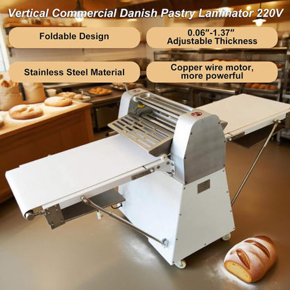Heavy-Duty Commercial 220V Electric Dough Sheeter Machine with Adjustable Thickness