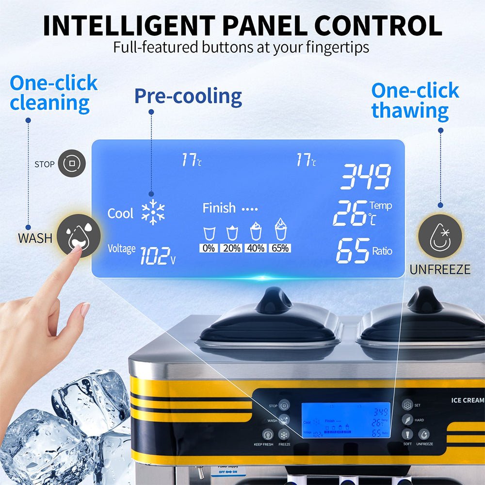 Heavy-Duty Commercial 3 Flavor Countertop Soft Serve Ice Cream Maker Machine 2350W