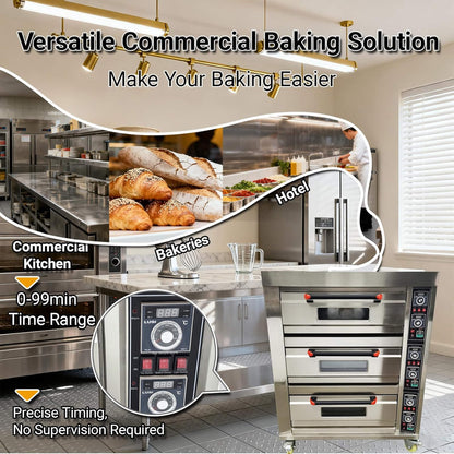 Heavy Duty Commercial Triple Deck 220V 19.8KW Electric Pizza Oven