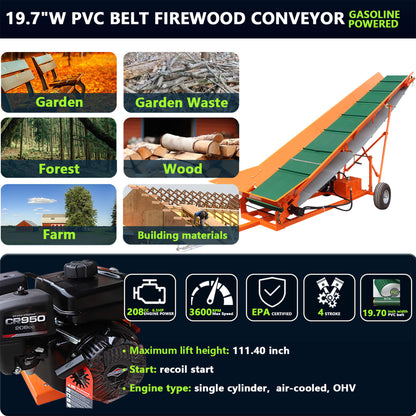 Heavy-Duty Commercial 6.5HP Gasoline Hydraulic High-Speed Wood Conveyor