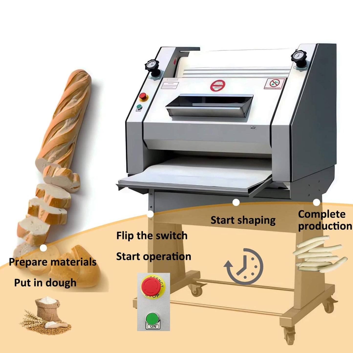 Heavy-Duty Commercial 110V Electric Baguette Bread Shaper Machine