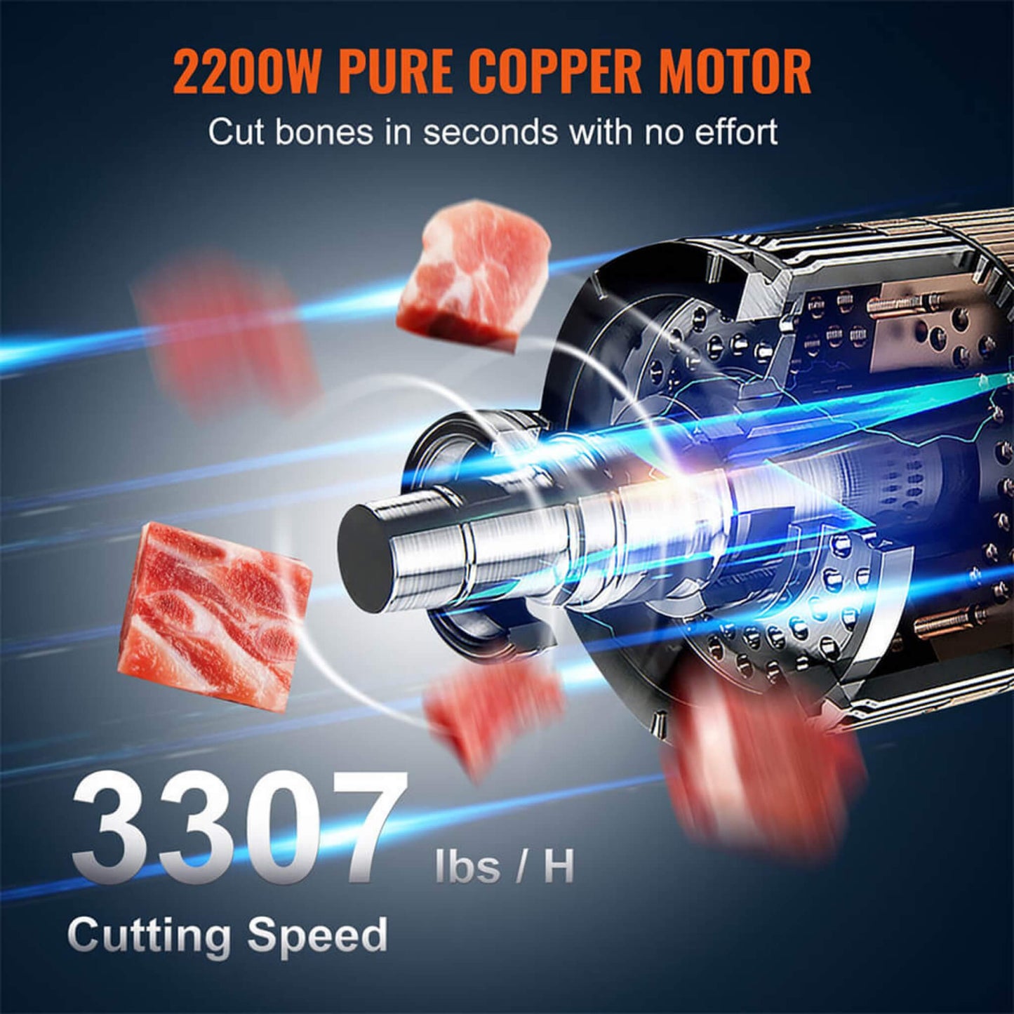 Heavy Duty Commercial Electric Meat Bone Saw Cutting Band Machine With 6 Saw Blades 2200W