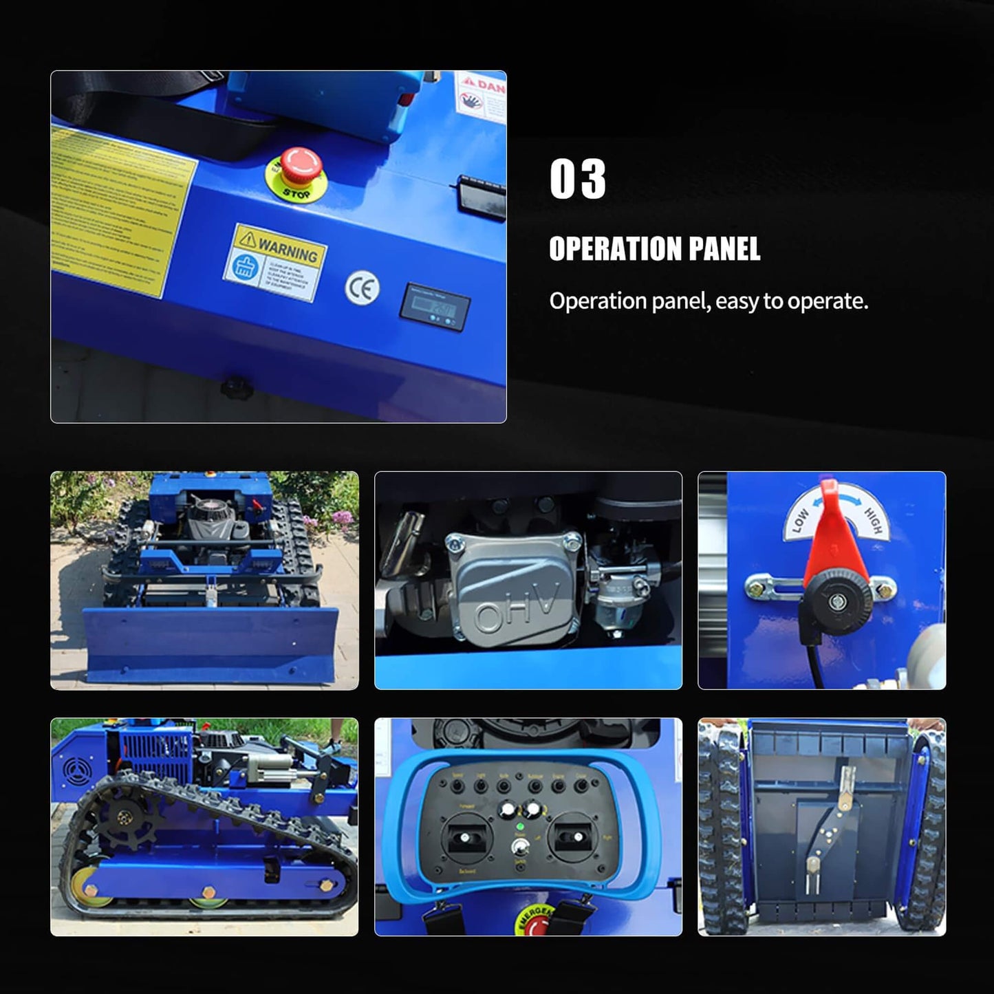 Heavy-Duty Commercial Remote-Controlled Lawn Mower with Snow Plow