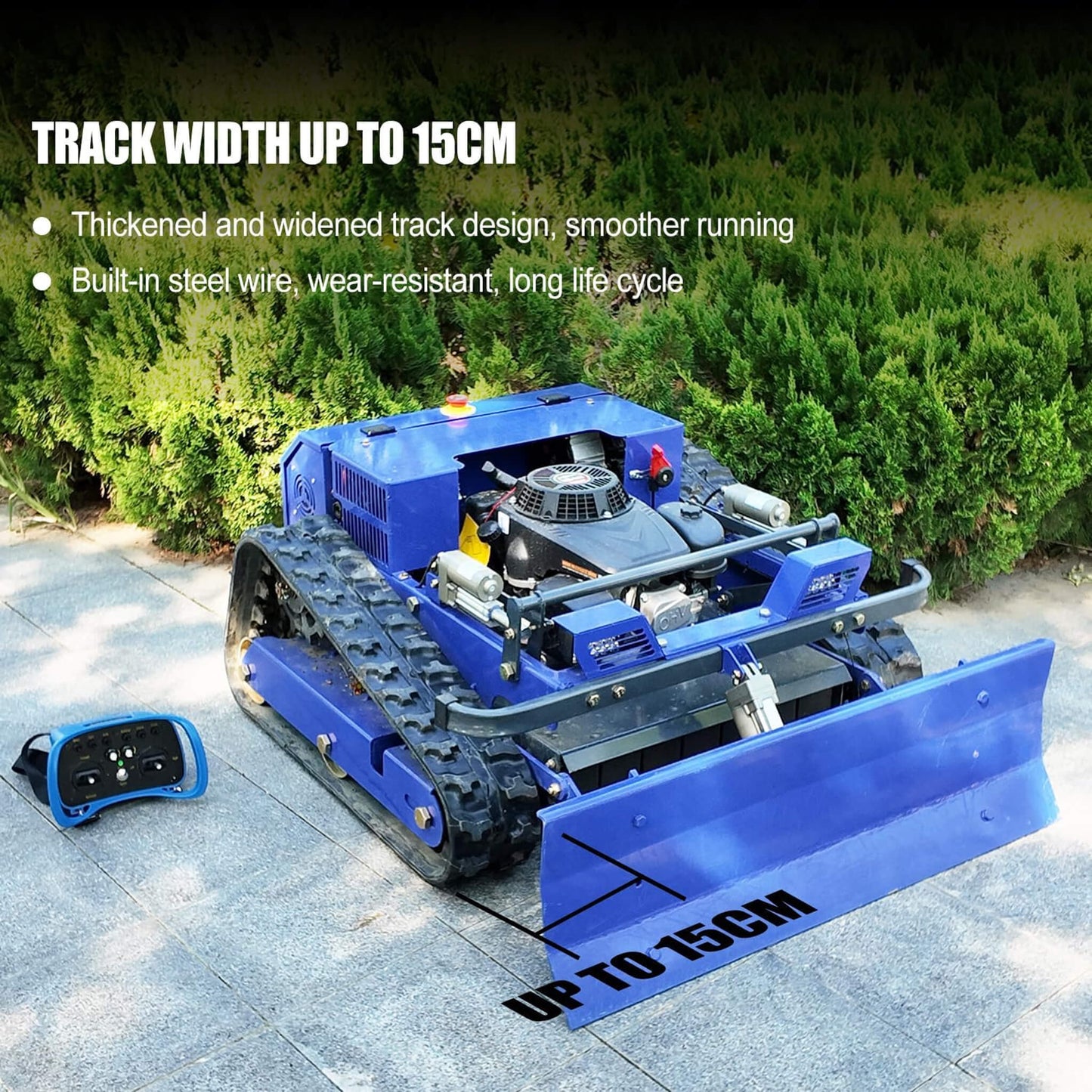 Heavy-Duty Commercial Remote-Controlled Lawn Mower with Snow Plow