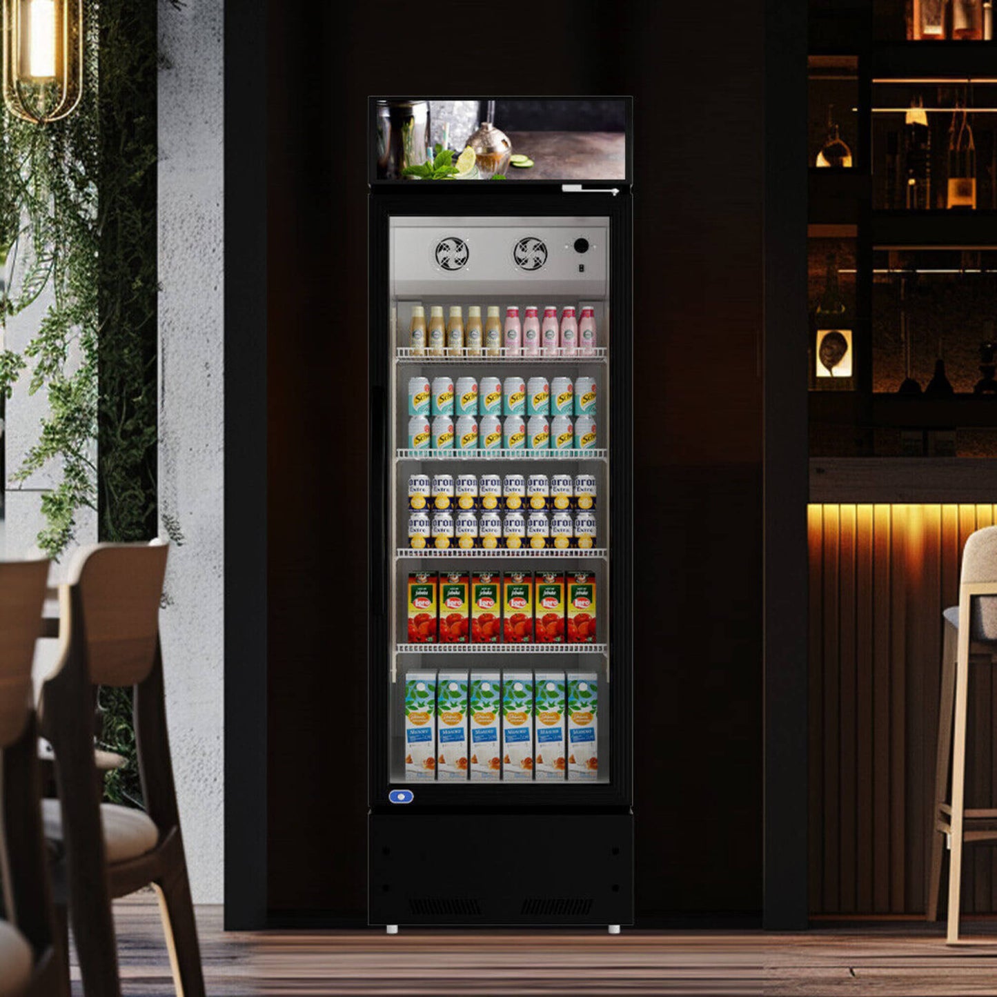 Heavy-Duty Commercial Single Glass Door Refrigerator With LED Lights 23"