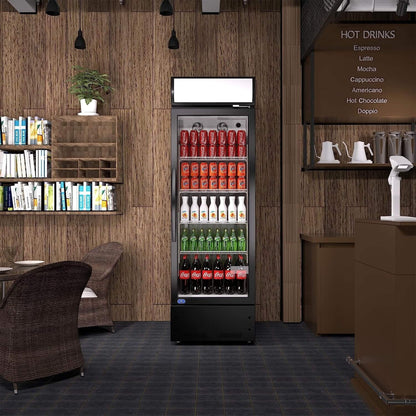 Heavy-Duty Commercial Single Glass Door Refrigerator With LED Lights 23"