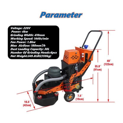 Heavy-Duty Electric Hand-Push Concrete Floor Grinder Polisher