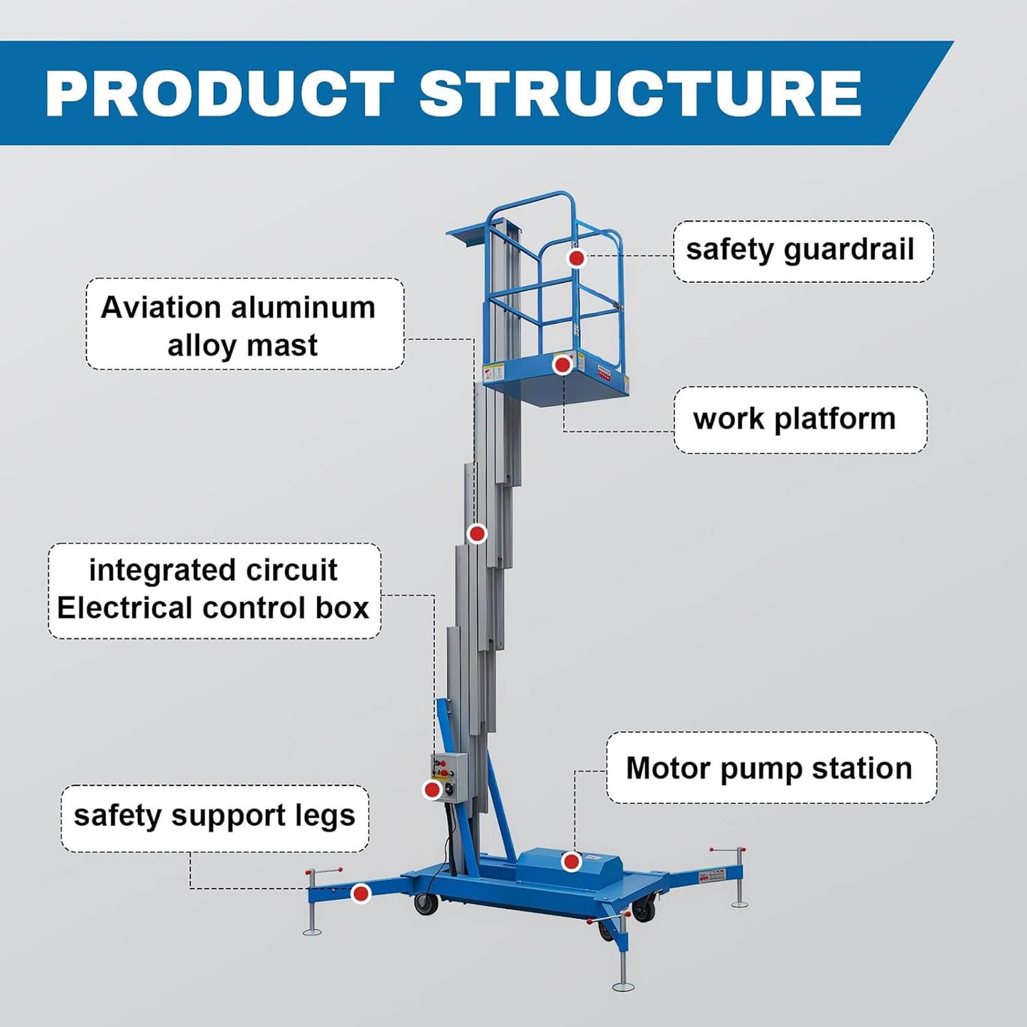 Heavy-Duty Electric Hydraulic Aluminum Mobile Man Lift