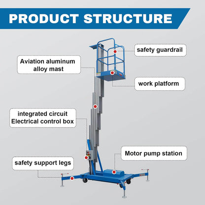Heavy-Duty Electric Hydraulic Aluminum Mobile Man Lift