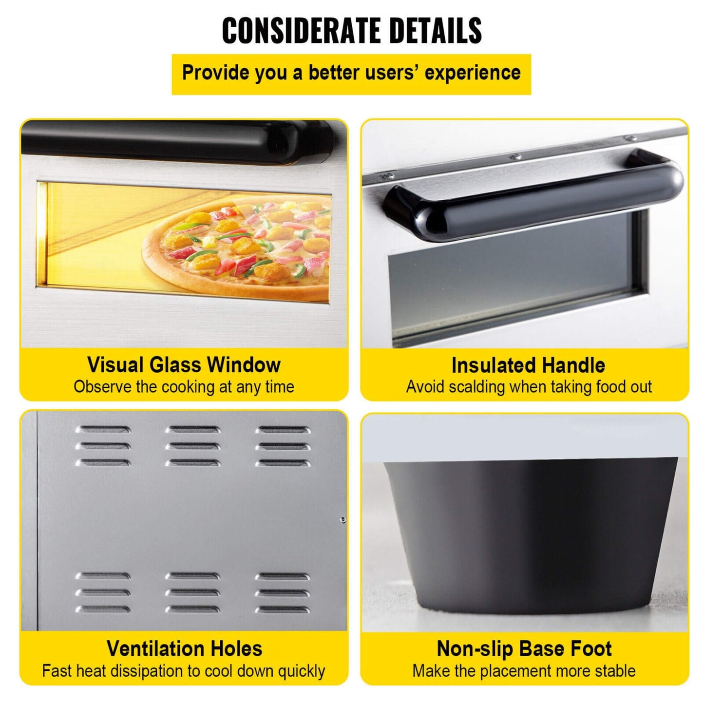 Heavy-Duty Electric Indoor Commercial Countertop Double Deck Pizza Oven 2000W