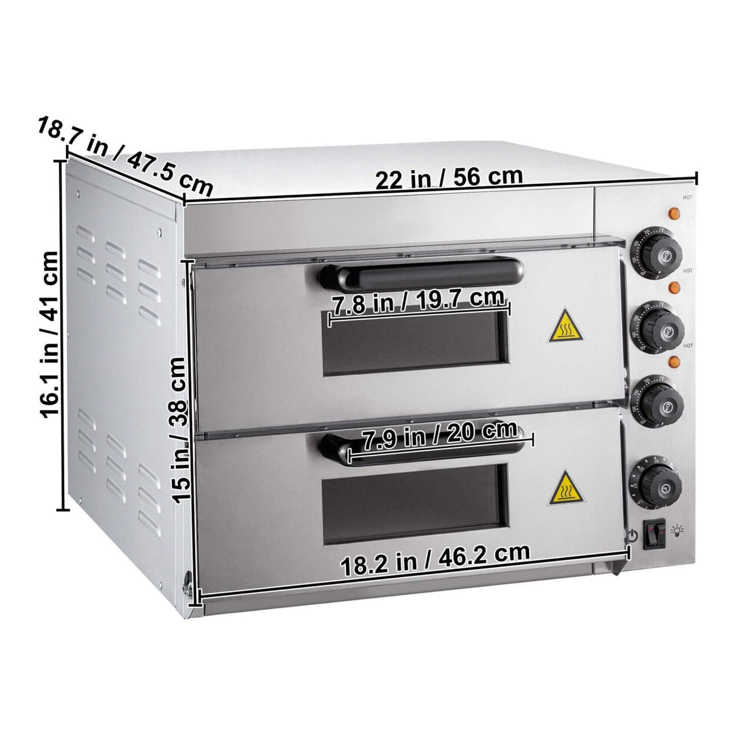 Heavy-Duty Electric Indoor Commercial Countertop Double Deck Pizza Oven 2000W