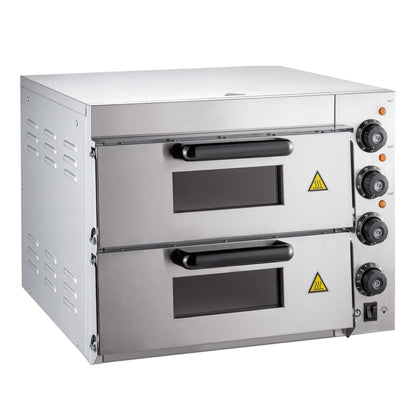 Heavy-Duty Electric Indoor Commercial Countertop Double Deck Pizza Oven 2000W