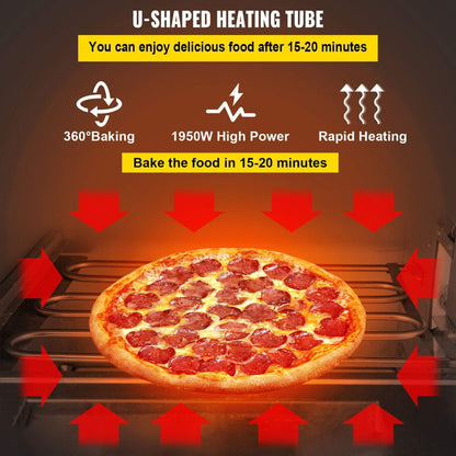 Heavy-Duty Electric Indoor Commercial Countertop Double Deck Pizza Oven 2000W