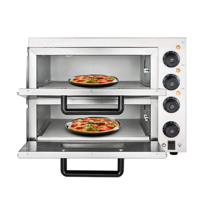 Heavy-Duty Electric Indoor Commercial Countertop Double Deck Pizza Oven 2000W