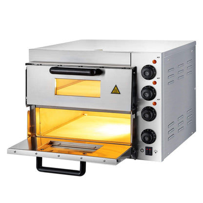 Heavy-Duty Electric Indoor Commercial Countertop Double Deck Pizza Oven 2000W