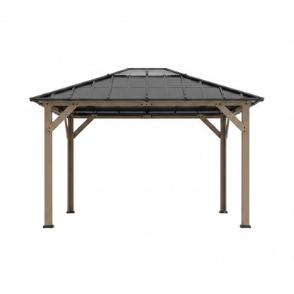 8FT X 10FT Alora Heavy-Duty Fir Wood Hardtop Gazebo with Galvanized Steel Roof and Ceiling Hooks