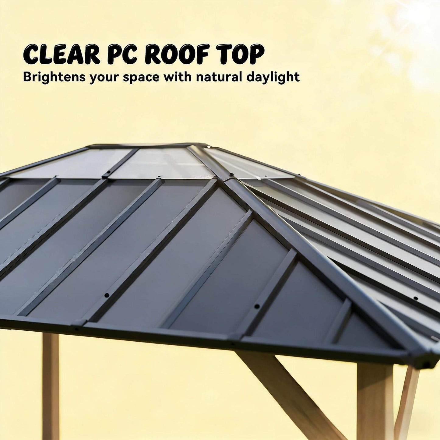 8FT X 10FT Alora Heavy-Duty Fir Wood Hardtop Gazebo with Galvanized Steel Roof and Ceiling Hooks