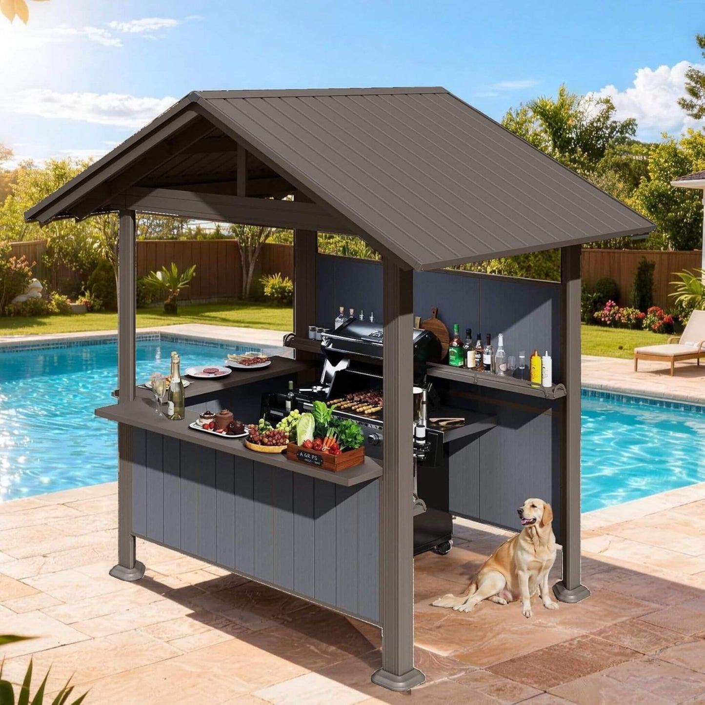 6FT x 9FT Alora Heavy-Duty Gable Roof Hardtop Grill Gazebo