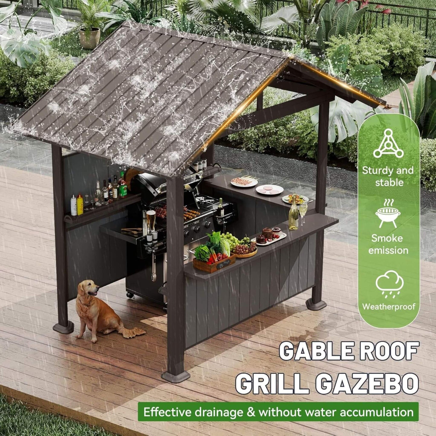 6FT x 9FT Alora Heavy-Duty Gable Roof Hardtop Grill Gazebo