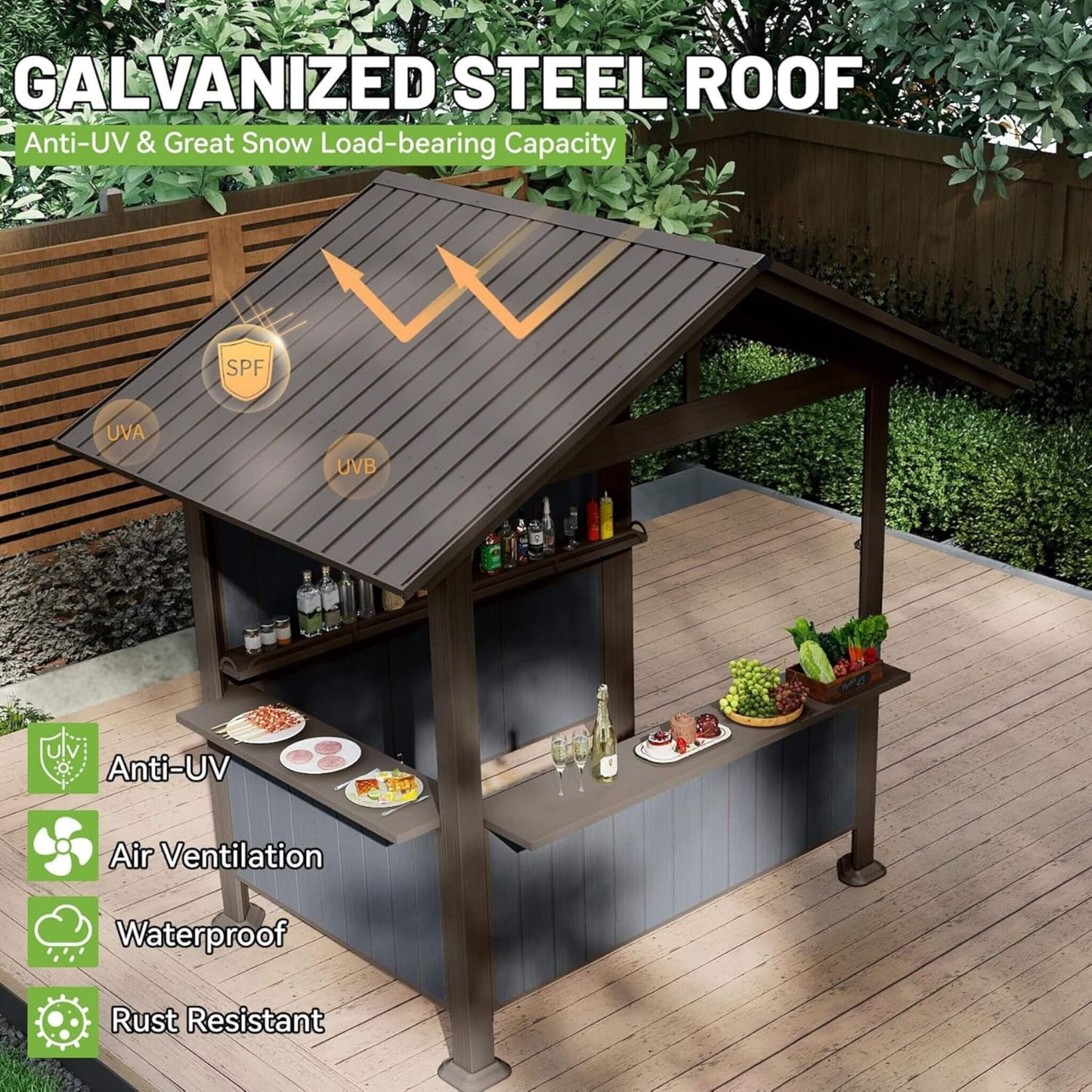 6FT x 9FT Alora Heavy-Duty Gable Roof Hardtop Grill Gazebo