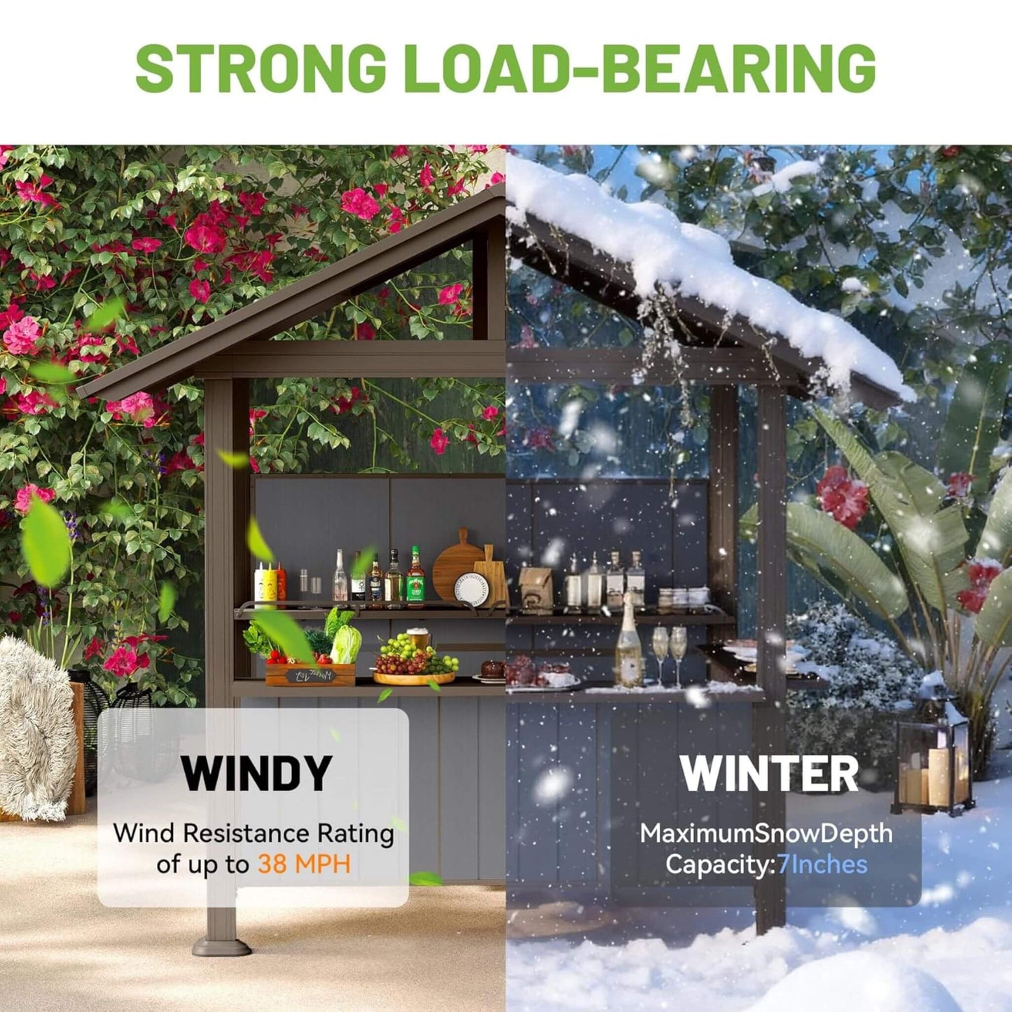 6FT x 9FT Alora Heavy-Duty Gable Roof Hardtop Grill Gazebo