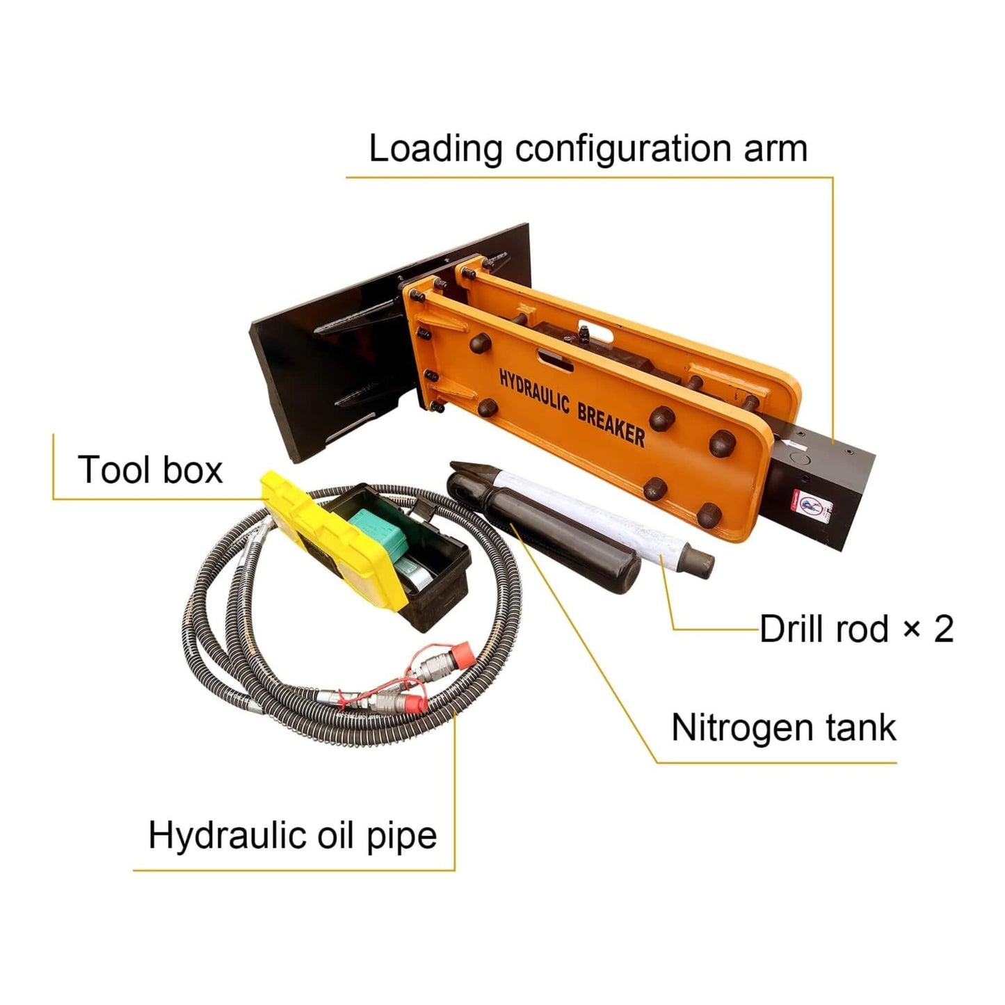 Heavy-Duty Hydraulic Hammer Skid Steer Attachment