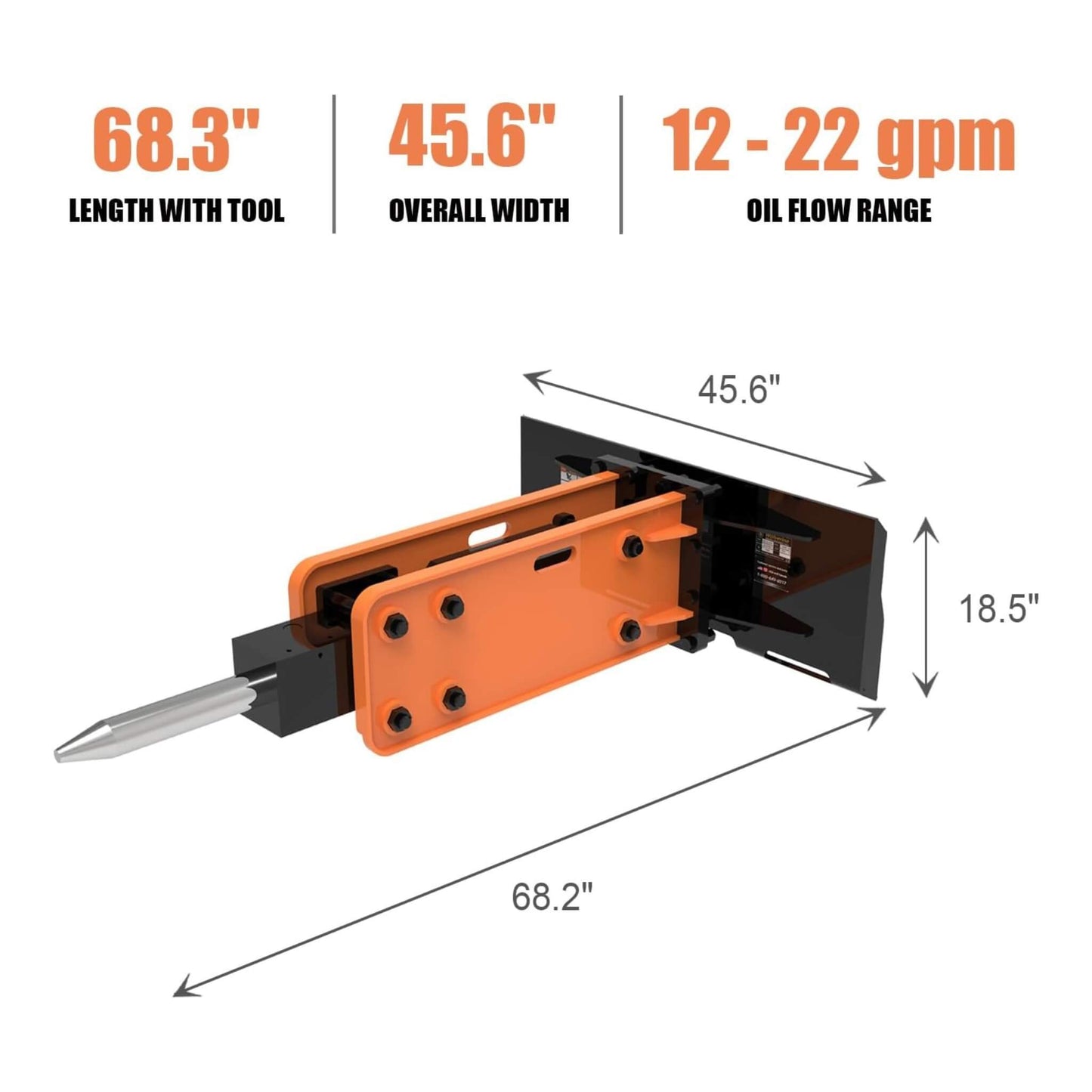 Heavy-Duty Hydraulic Hammer Skid Steer Attachment