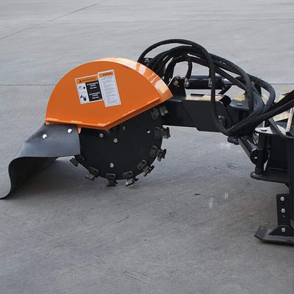 Heavy-Duty Hydraulic Skid Steer Stump Grinder Attachment with 24-Inch Wheel