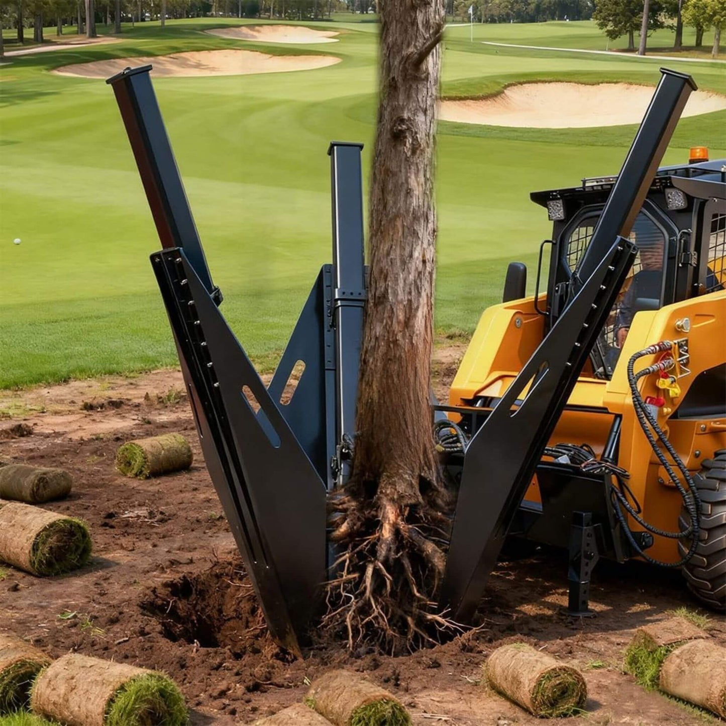 Heavy-Duty Industrial 3-Blade Tree Spade Transplanter Skid Steer Attachment