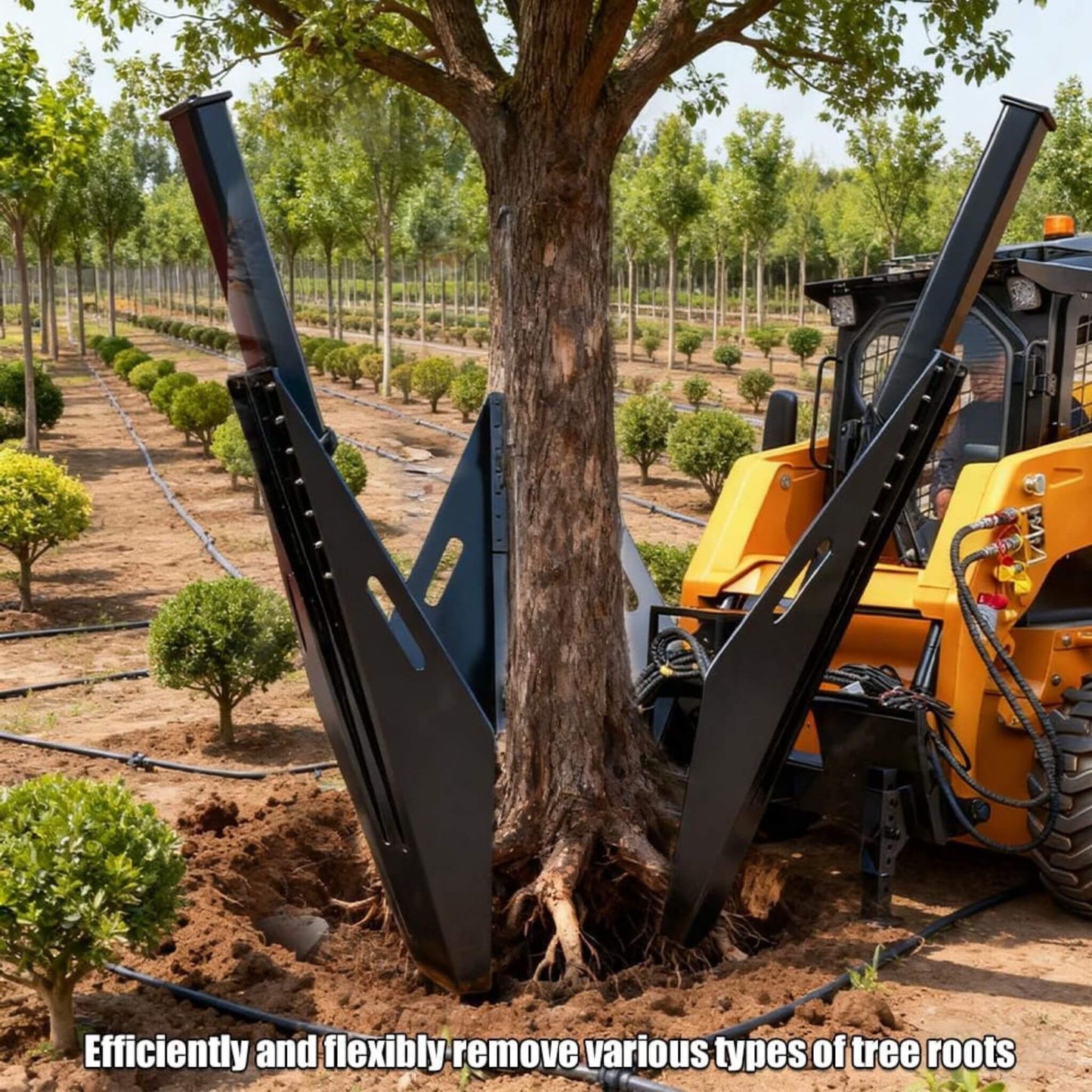 Heavy-Duty Industrial 3-Blade Tree Spade Transplanter Skid Steer Attachment