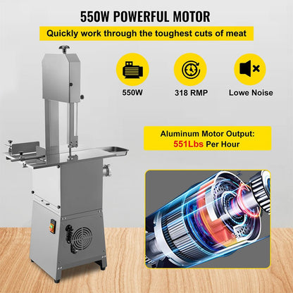 Heavy-Duty Industrial Electric Meat Bandsaw Bone Cutting Machine 550W