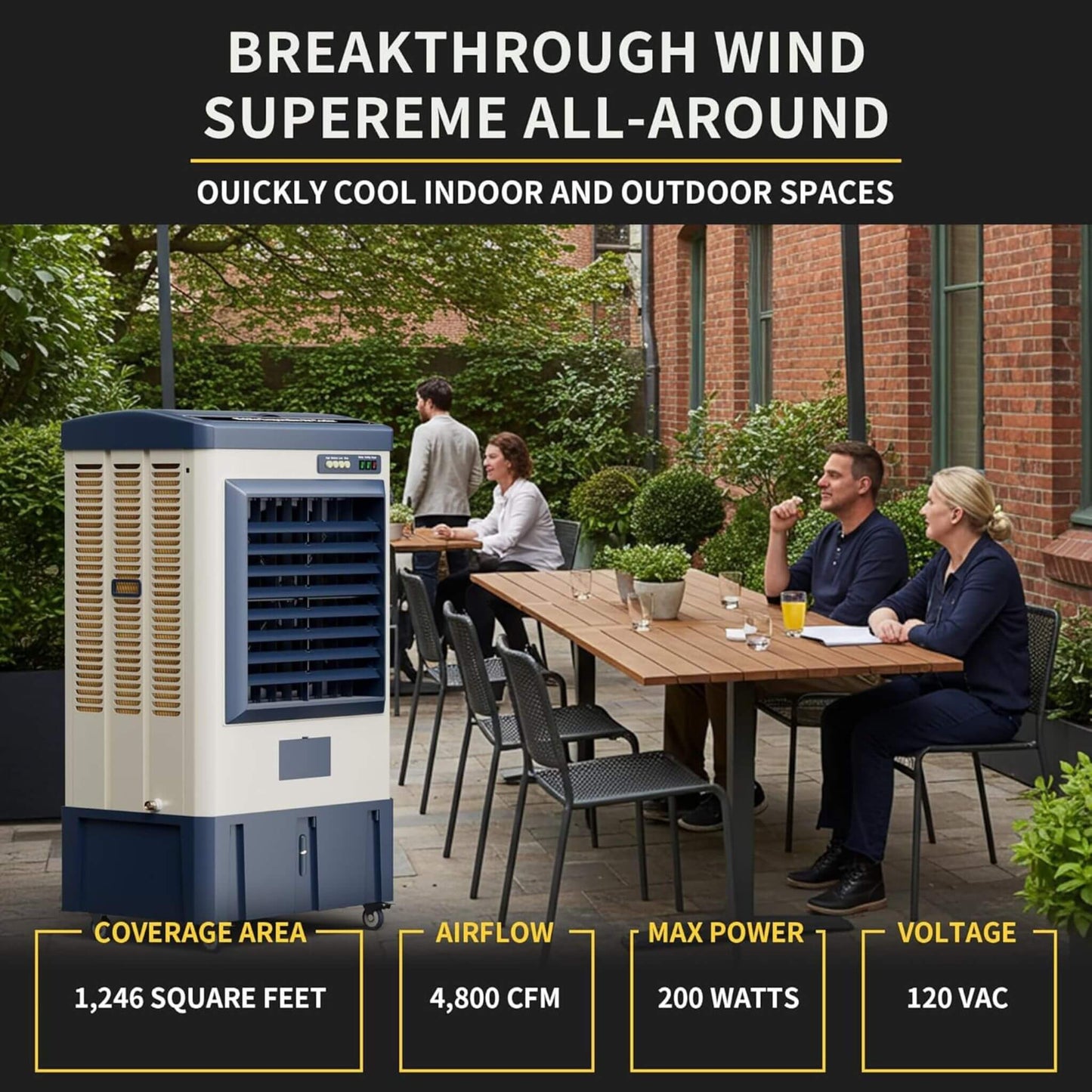 Heavy-Duty Industrial Outdoor Swamp Cooling Fan with Continuous Auto Fill