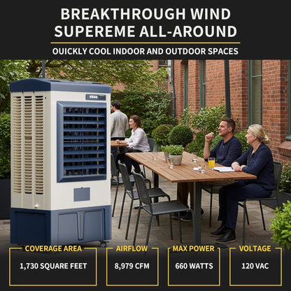 Heavy-Duty Industrial Outdoor Swamp Cooling Fan with Continuous Auto Fill