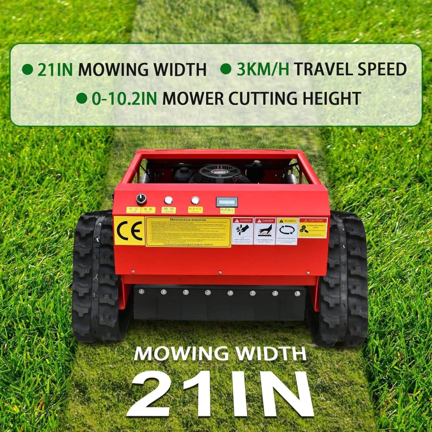 Heavy-Duty Industrial Remote-Controlled Lawn Mower with Adjustable Cutting Height